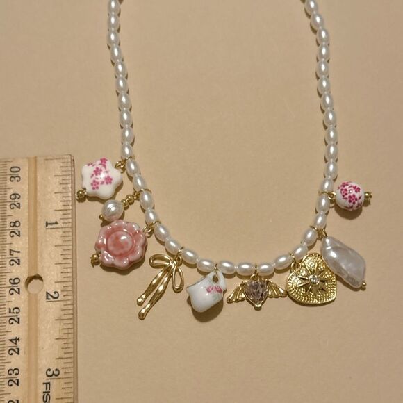 Elegant Pearl Charm Necklace S924 - Picture 5 of 5